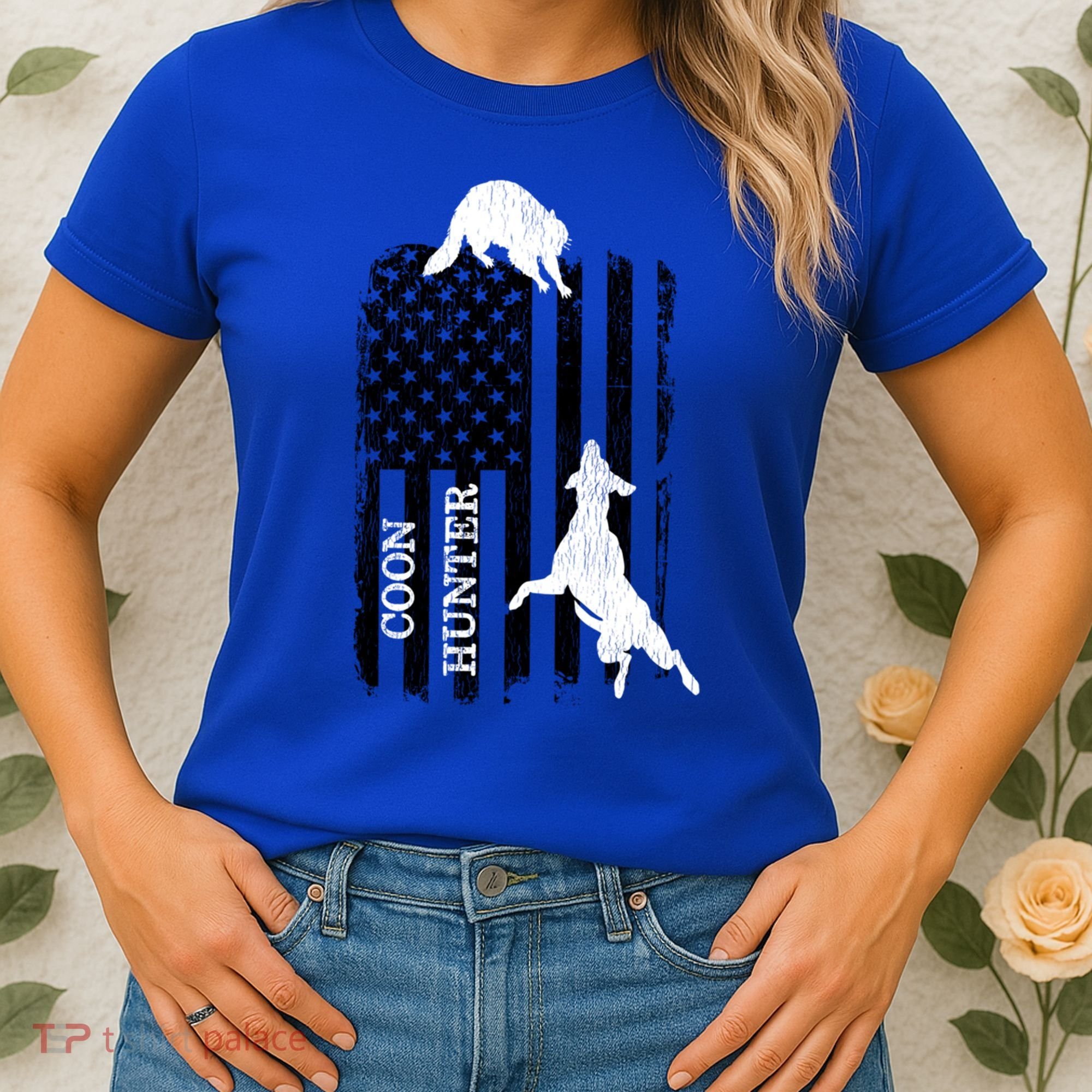 Patriotic Coon Hunting Dogs American Flag Gift Women's T-Shirt