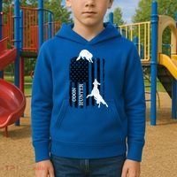 Patriotic Coon Hunting Dogs American Flag Gift Kids Hoodie thumb 2