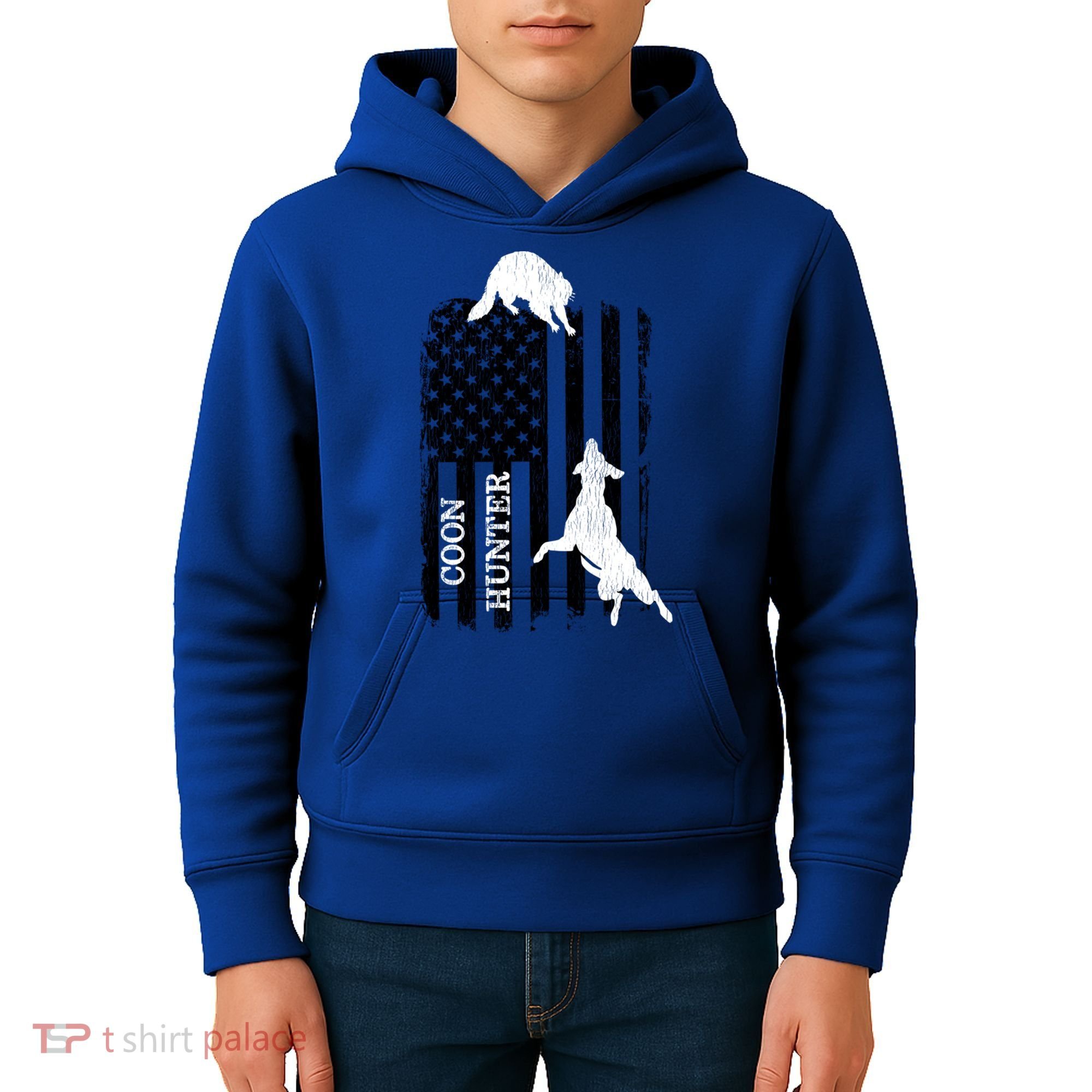 Patriotic Coon Hunting Dogs American Flag Gift Kids Hoodie