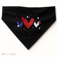 Patriotic Christian Hearts Pray For Peace God Bless America Gift USA-Made Doggie Bandana thumb 0