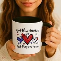 Patriotic Christian Hearts Pray For Peace God Bless America Gift Coffee Mug thumb 3
