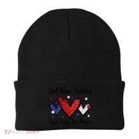 Patriotic Christian Hearts Pray For Peace God Bless America Gift Beanie thumb 0