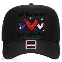 Patriotic Christian Hearts Pray For Peace God Bless America Gift Hat thumb 0