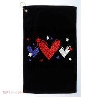 Patriotic Christian Hearts Pray For Peace God Bless America Gift Golf Towel thumb 0