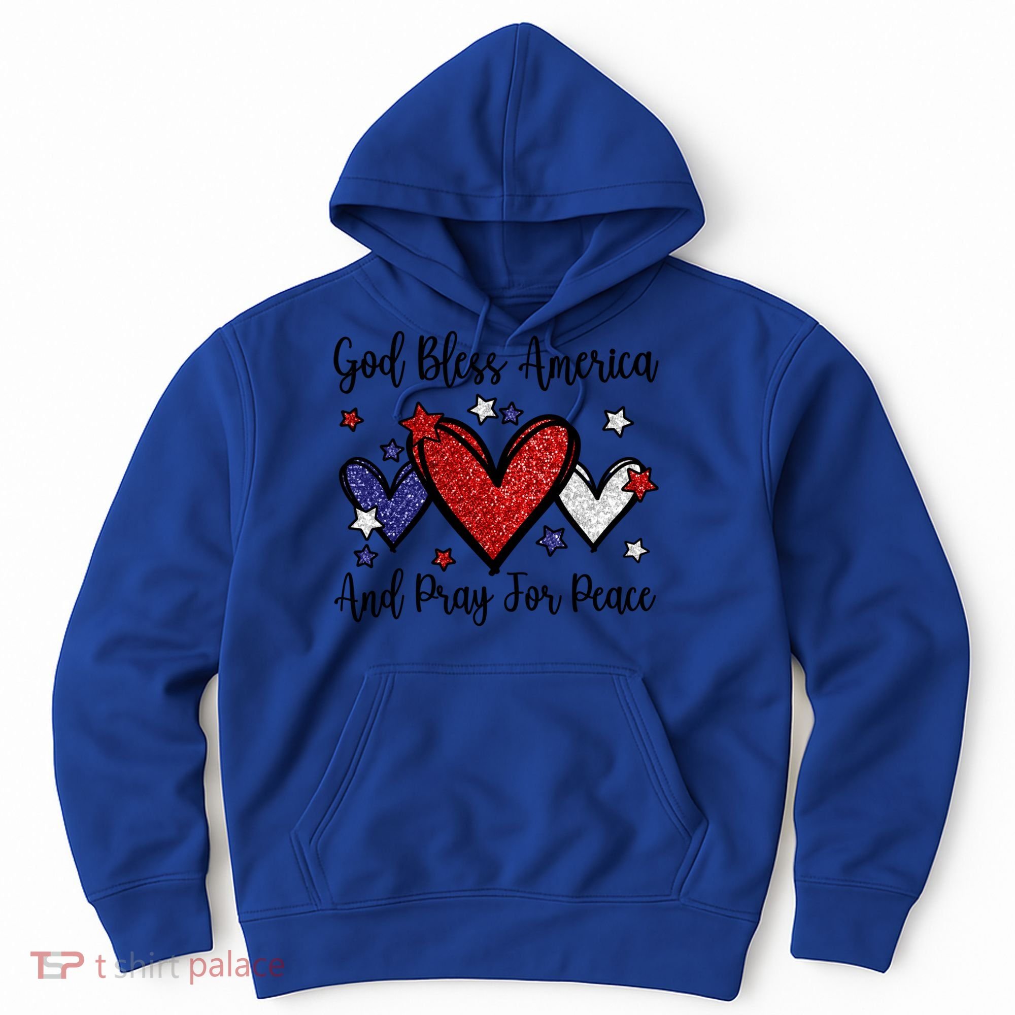 Patriotic Christian Hearts Pray For Peace God Bless America Gift Hoodie