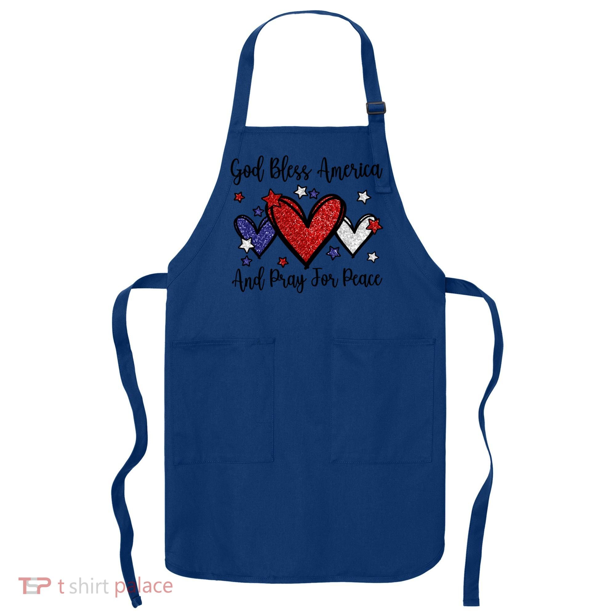 Patriotic Christian Hearts Pray For Peace God Bless America Gift Apron
