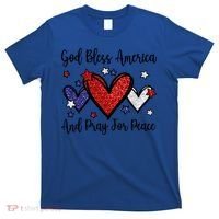 Patriotic Christian Hearts Pray For Peace God Bless America Gift T-Shirt thumb 0