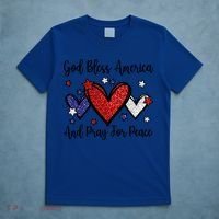 Patriotic Christian Hearts Pray For Peace God Bless America Gift T-Shirt thumb 5