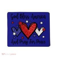 Patriotic Christian Hearts Pray For Peace God Bless America Gift Mousepad thumb 0