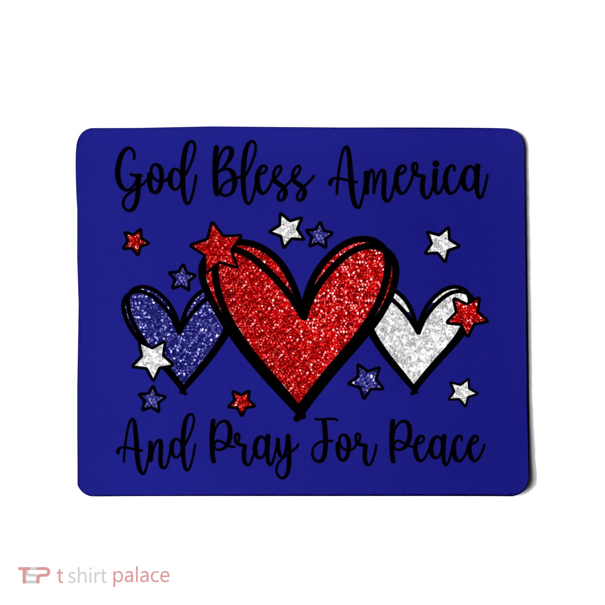 Patriotic Christian Hearts Pray For Peace God Bless America Gift Mousepad