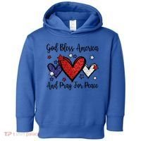 Patriotic Christian Hearts Pray For Peace God Bless America Gift Toddler Hoodie thumb 0