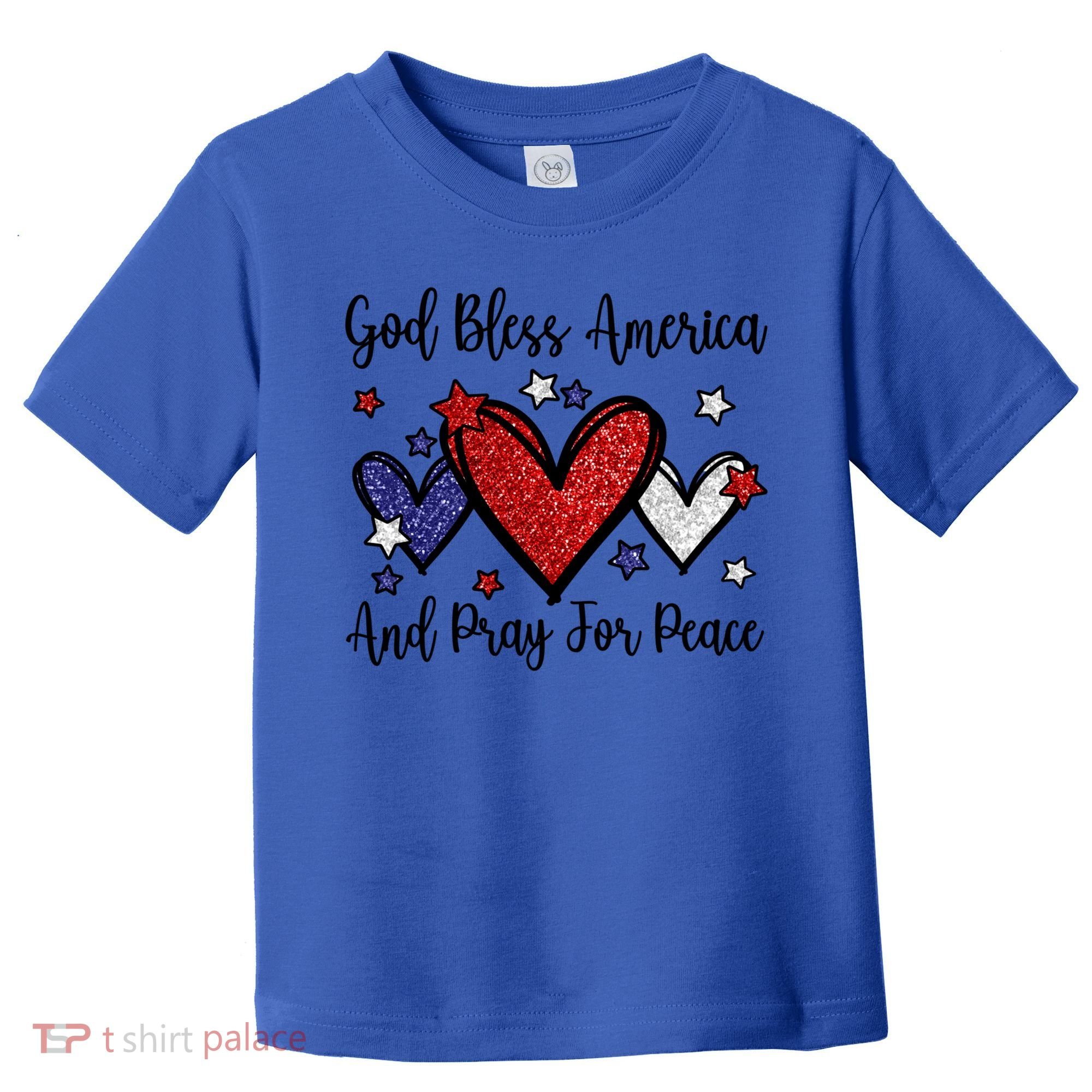 Patriotic Christian Hearts Pray For Peace God Bless America Gift Toddler T-Shirt