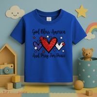 Patriotic Christian Hearts Pray For Peace God Bless America Gift Toddler T-Shirt thumb 3