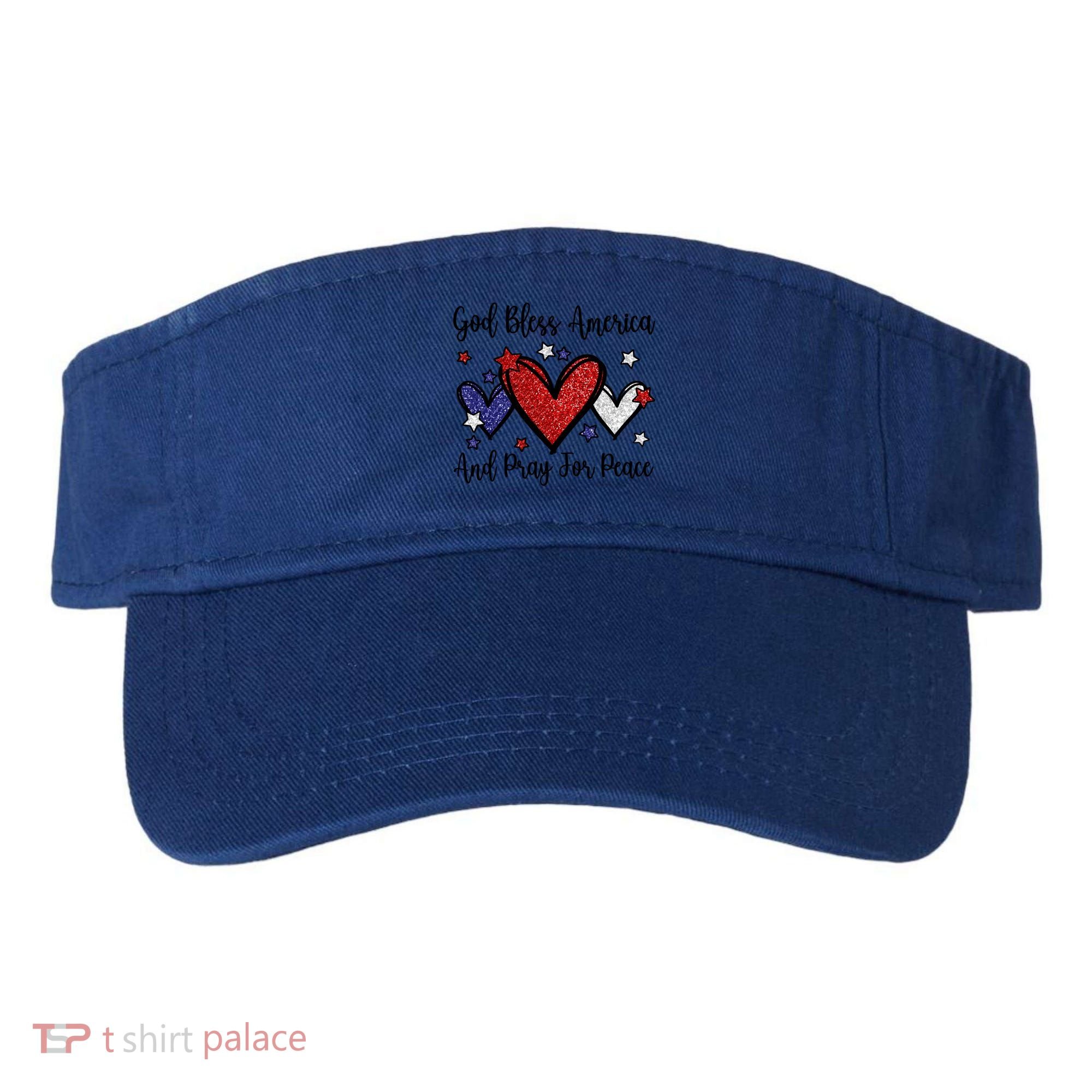 Patriotic Christian Hearts Pray For Peace God Bless America Gift Visor