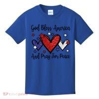 Patriotic Christian Hearts Pray For Peace God Bless America Gift Kids T-Shirt thumb 0