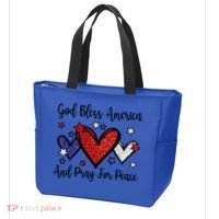 Patriotic Christian Hearts Pray For Peace God Bless America Gift Tote Bag thumb 3