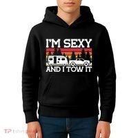 Pull Caravan Im Sexy And I Tow It Camping Kids Hoodie thumb 4