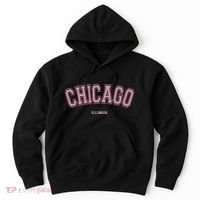 Pink Chicago Illinois Il Varsity Style On Chicago Hoodie thumb 0