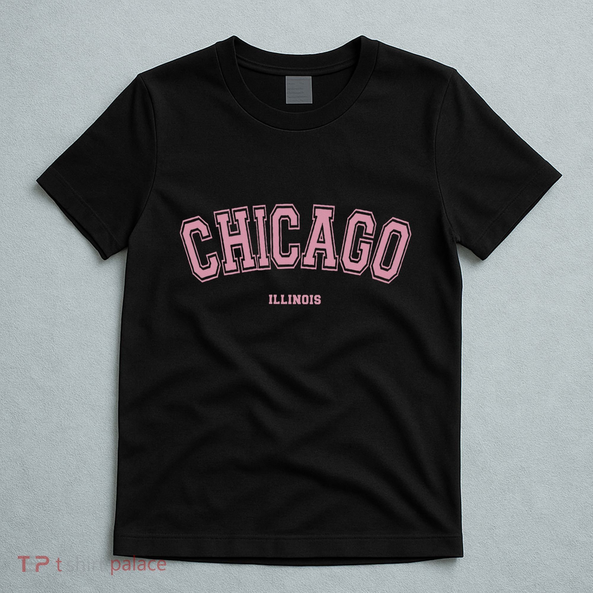 Pink Chicago Illinois Il Varsity Style On Chicago T-Shirt