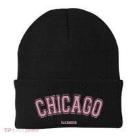 Pink Chicago Illinois Il Varsity Style On Chicago Beanie thumb 0