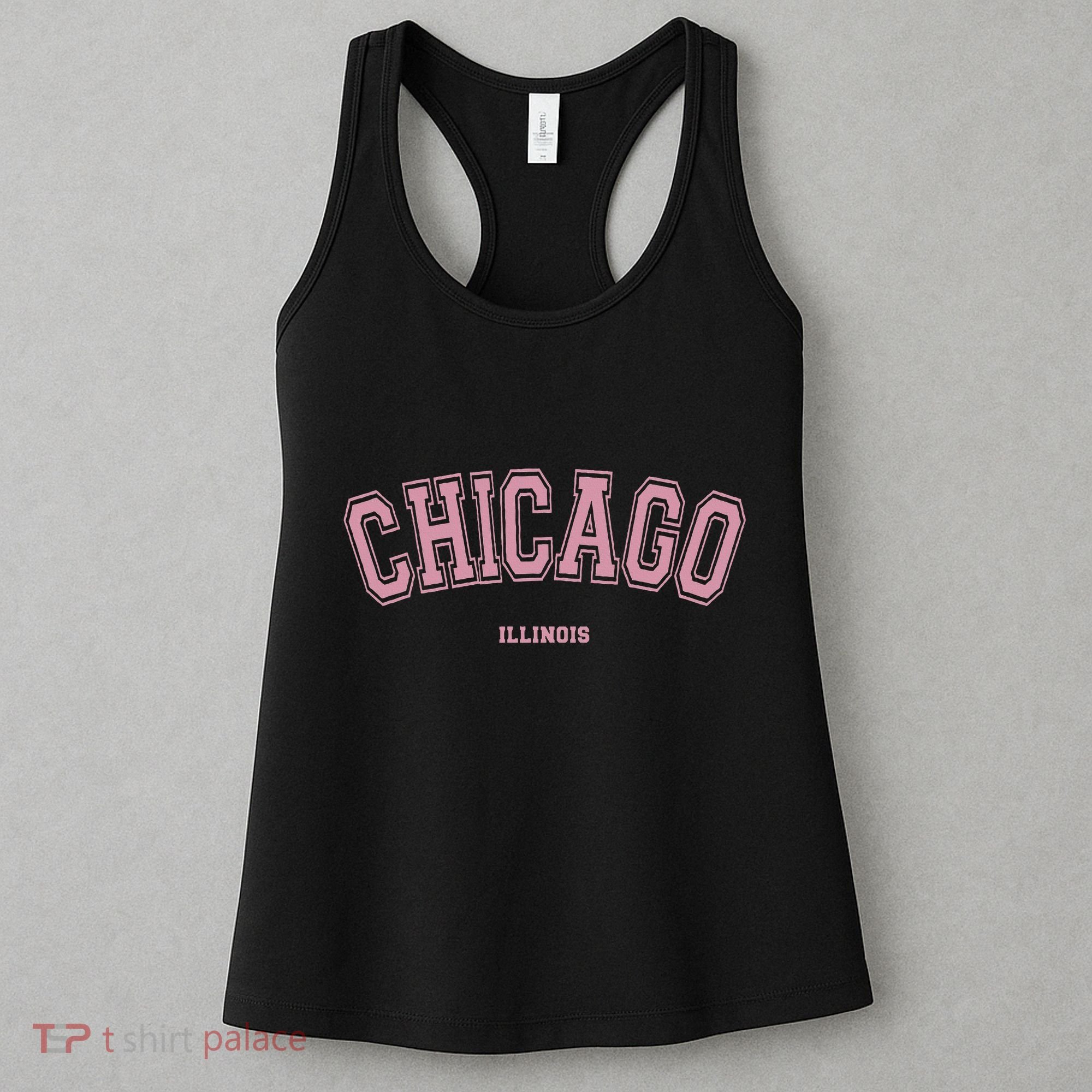Pink Chicago Illinois Il Varsity Style On Chicago Women's Tank Top