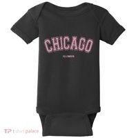 Pink Chicago Illinois Il Varsity Style On Chicago Baby Bodysuit thumb 0