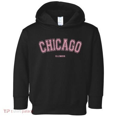 Pink Chicago Illinois Il Varsity Style On Chicago Toddler Hoodie