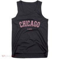 Pink Chicago Illinois Il Varsity Style On Chicago Tank Top thumb 0