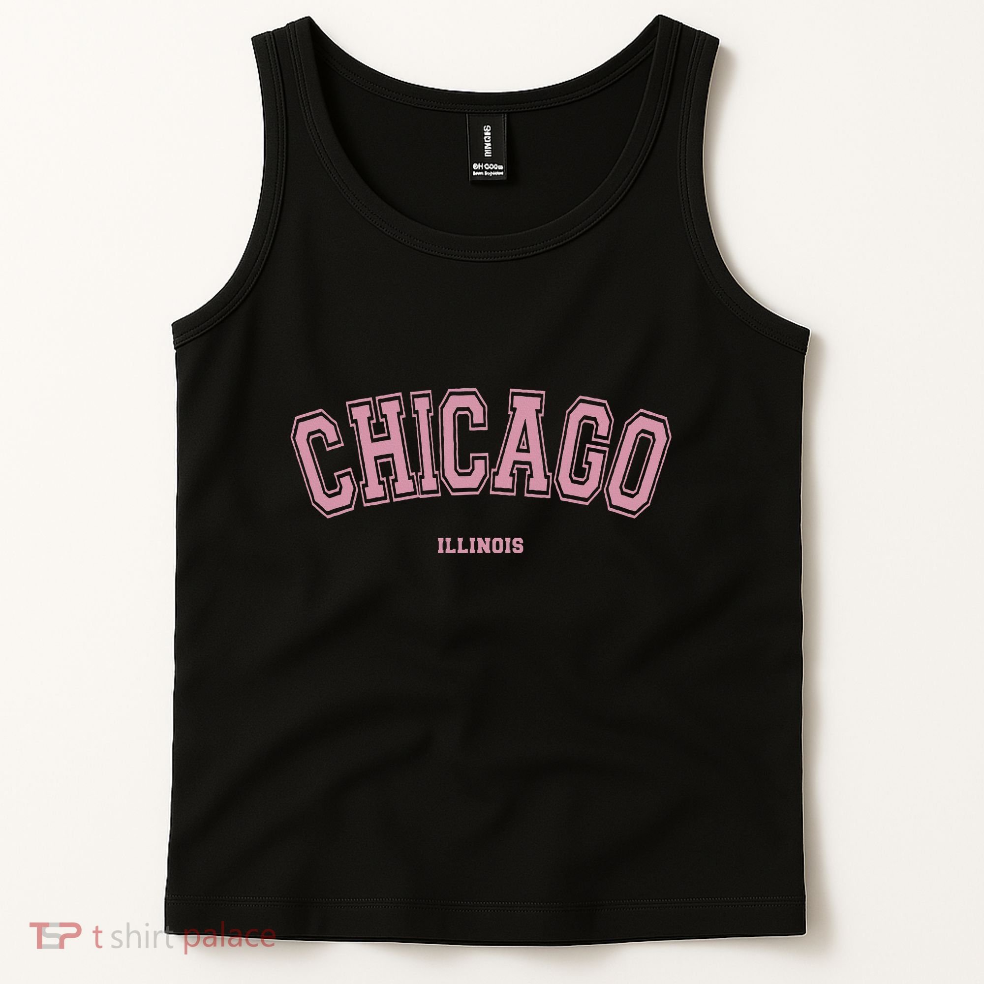Pink Chicago Illinois Il Varsity Style On Chicago Tank Top
