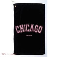 Pink Chicago Illinois Il Varsity Style On Chicago Golf Towel thumb 0