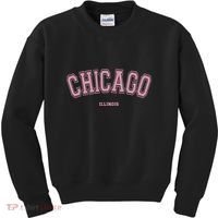 Pink Chicago Illinois Il Varsity Style On Chicago Kids Sweatshirt thumb 0