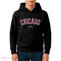 Pink Chicago Illinois Il Varsity Style On Chicago Kids Hoodie thumb 4