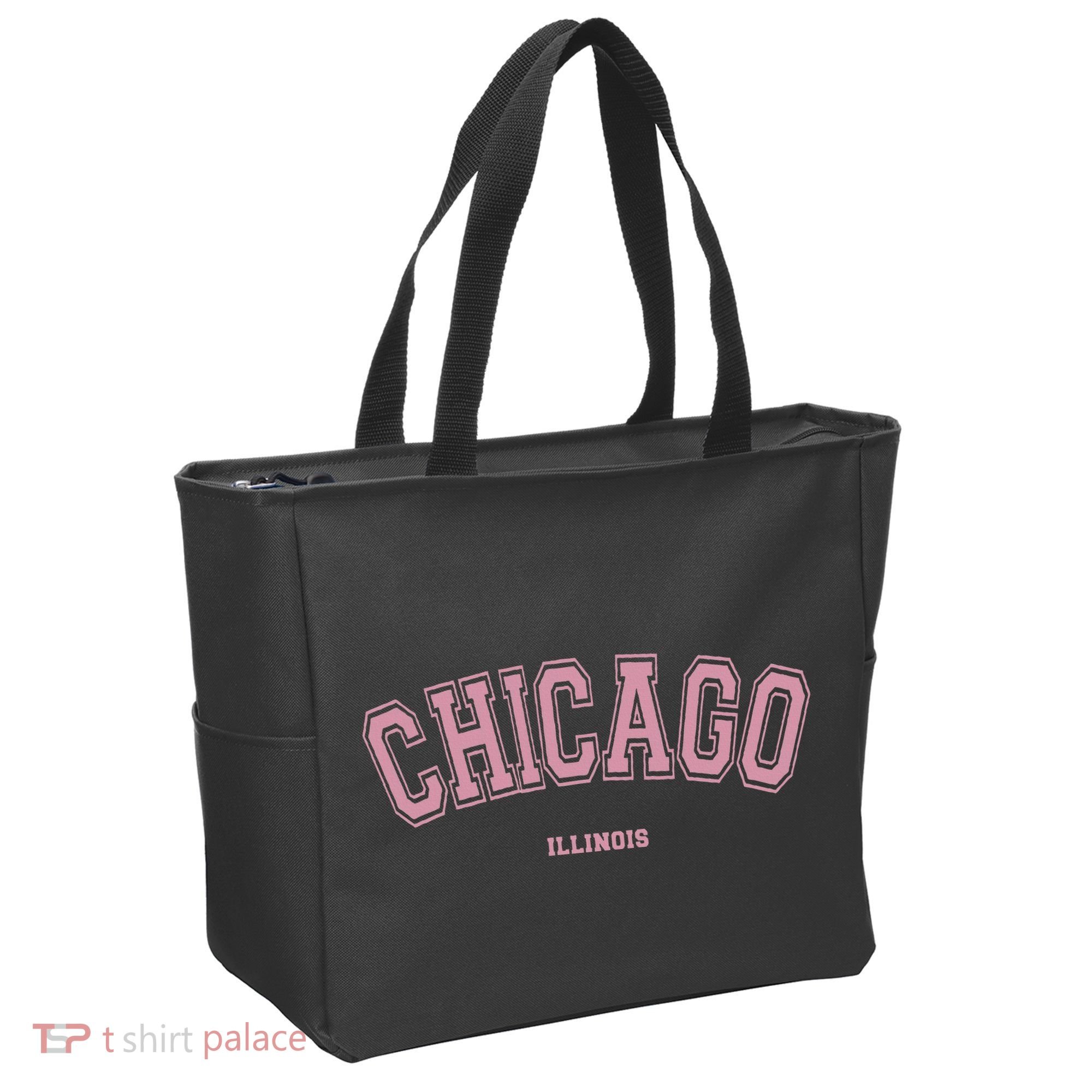 Pink Chicago Illinois Il Varsity Style On Chicago Tote Bag