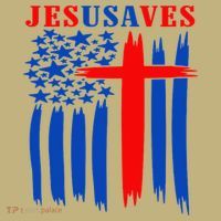 Patriotic Christian Jesus USA Saves Flag Cross America Flag T-Shirt thumb 7
