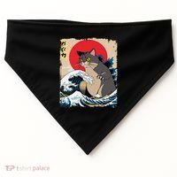 Persian Catzilla Japanese Art Funny Cat Retro Anime Sunset USA-Made Doggie Bandana thumb 0