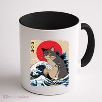 Persian Catzilla Japanese Art Funny Cat Retro Anime Sunset Coffee Mug thumb 1