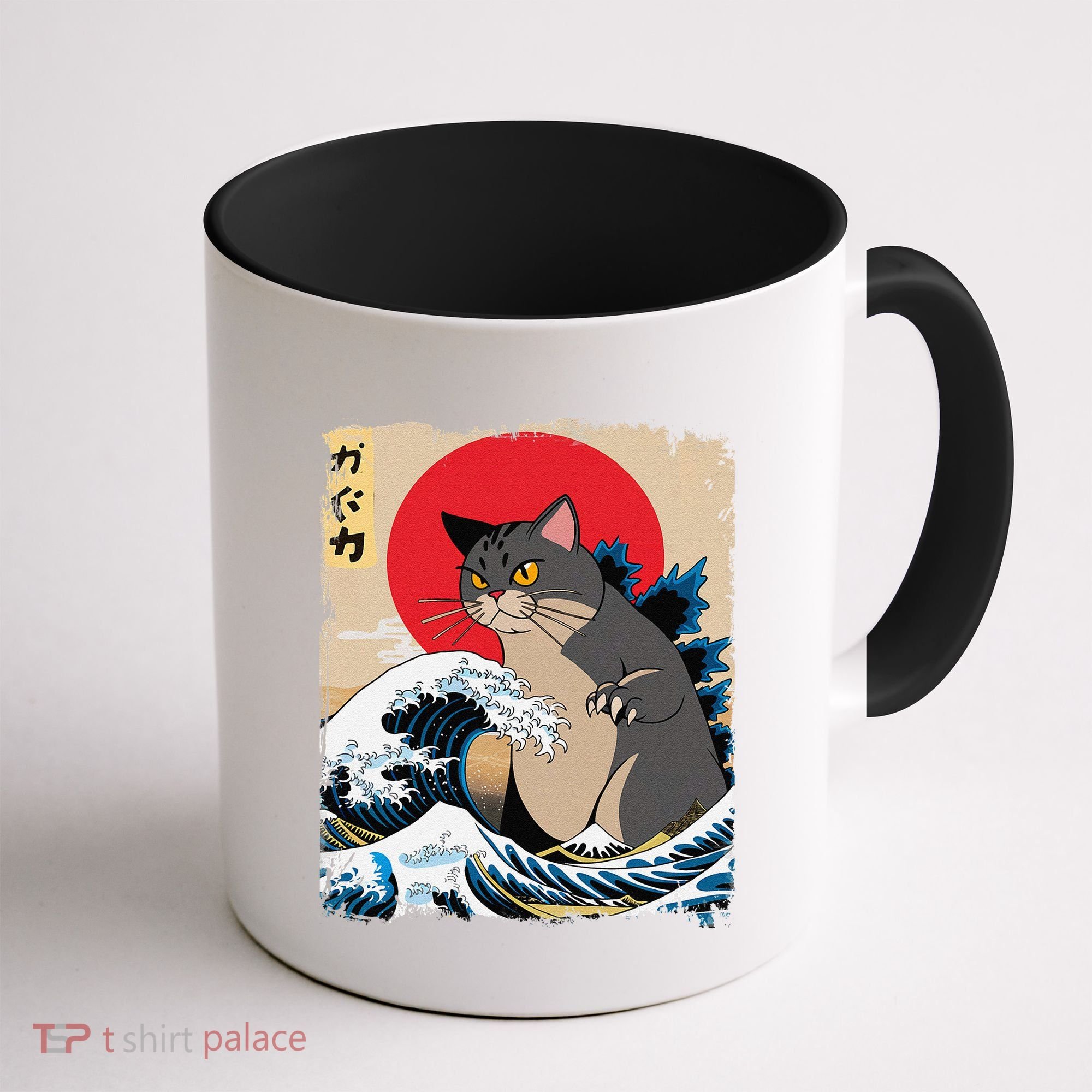 Persian Catzilla Japanese Art Funny Cat Retro Anime Sunset Coffee Mug