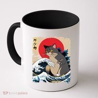 Persian Catzilla Japanese Art Funny Cat Retro Anime Sunset Coffee Mug thumb 0