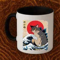 Persian Catzilla Japanese Art Funny Cat Retro Anime Sunset Coffee Mug thumb 2