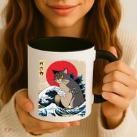 Persian Catzilla Japanese Art Funny Cat Retro Anime Sunset Coffee Mug thumb 3
