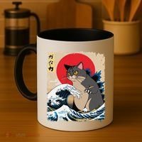 Persian Catzilla Japanese Art Funny Cat Retro Anime Sunset Coffee Mug thumb 4