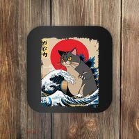 Persian Catzilla Japanese Art Funny Cat Retro Anime Sunset Coaster thumb 0