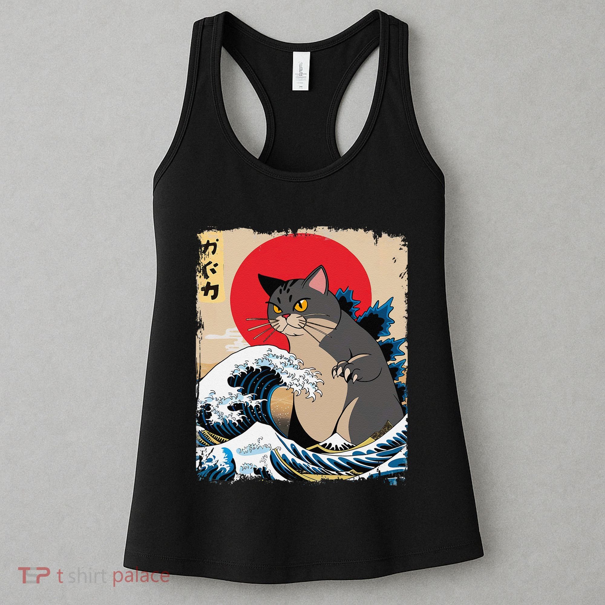 Persian Catzilla Japanese Art Funny Cat Retro Anime Sunset Women's Tank Top