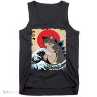 Persian Catzilla Japanese Art Funny Cat Retro Anime Sunset Tank Top thumb 0