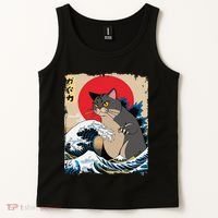 Persian Catzilla Japanese Art Funny Cat Retro Anime Sunset Tank Top thumb 2
