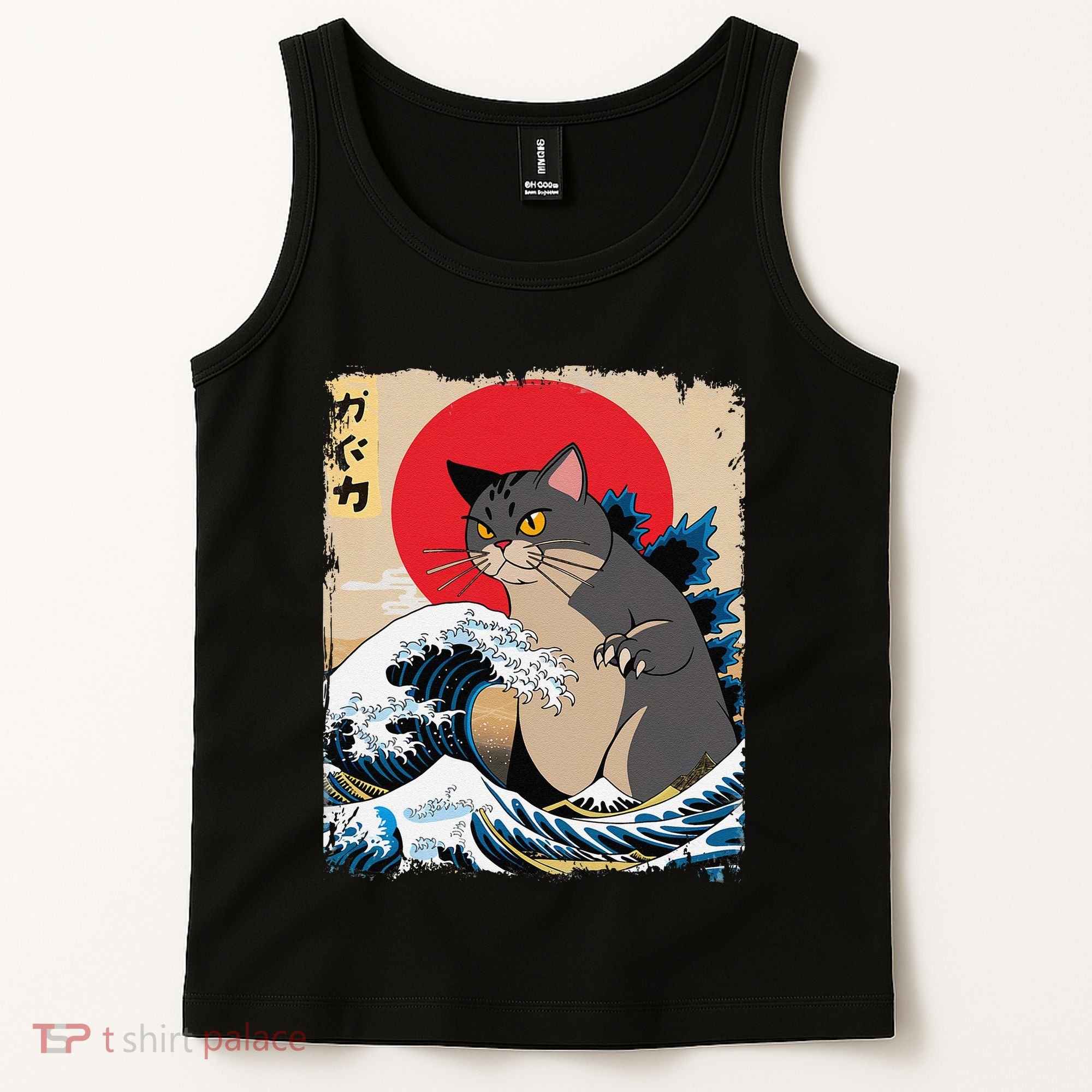 Persian Catzilla Japanese Art Funny Cat Retro Anime Sunset Tank Top