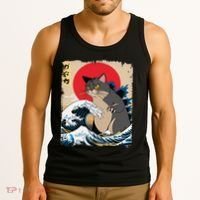 Persian Catzilla Japanese Art Funny Cat Retro Anime Sunset Tank Top thumb 3