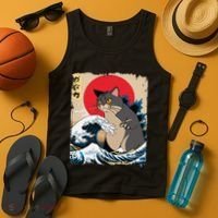Persian Catzilla Japanese Art Funny Cat Retro Anime Sunset Tank Top thumb 4