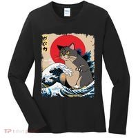 Persian Catzilla Japanese Art Funny Cat Retro Anime Sunset Women's Long Sleeve Shirt thumb 0