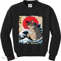 Persian Catzilla Japanese Art Funny Cat Retro Anime Sunset Kids Sweatshirt thumb 0